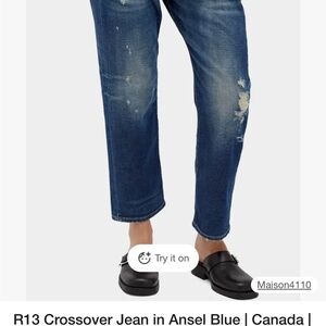 R13 Distressed Denim Jeans in Blue